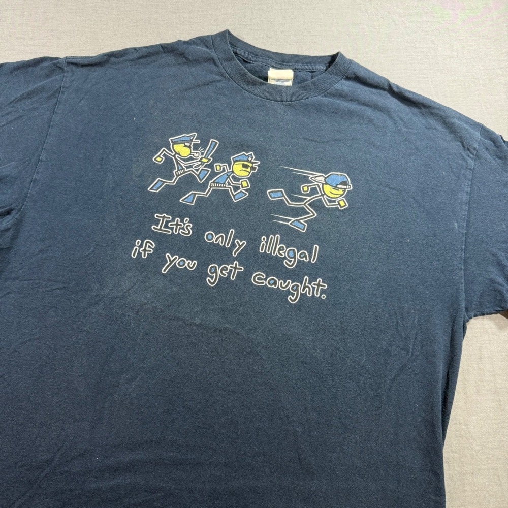 Tennessee River Graphic Tee Mens XL Navy Blue Good Illegal If Caught Funny Y2K